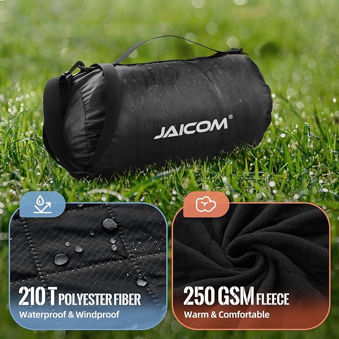Large Outdoor Blanket, Camping Blankets for Cold Weather, Waterproof Windproof Hooded Stadium Blanket (79”x55”) Quilted with Extra Thick Fleece, Great for Camping, Picnic, Beach, Car, Dogs