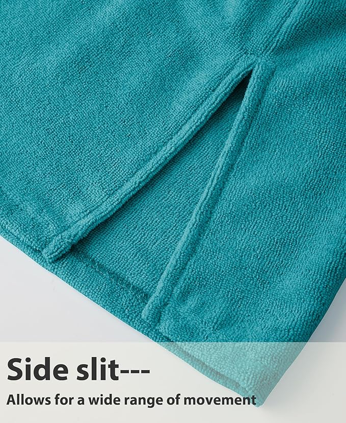 Weecreeture Hooded Towel Poncho with Zipper and Pocket, Surf Poncho for Men and Women, Beach Bath Changing Robe Cover Up Deep Lagoon XL