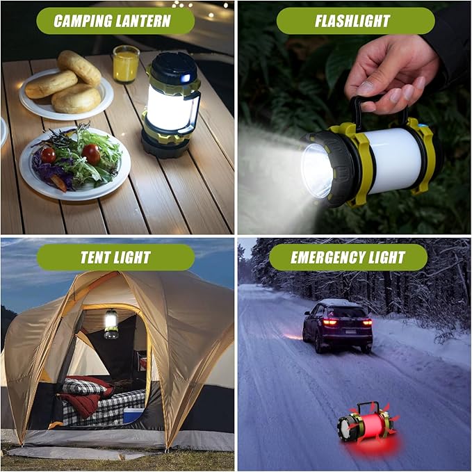 Camping Lantern Rechargeable, Alpswolf Led Lantern Camping Flashlight with 4000 Capacity, 6 Modes, IPX4 Waterproof, Portable Rechargeable Lanterns for Power Outage, Hiking Hurricane Outdoor