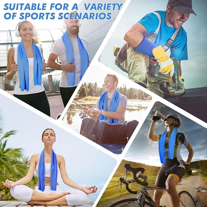 6 Pack Cooling Towels (47"x12") for Neck and Face, Ice Towel for Hot Weather, Soft Breathable Chilly Gym Towels, Microfiber Towel for Work Out, Yoga, Running, Camping & More Activities