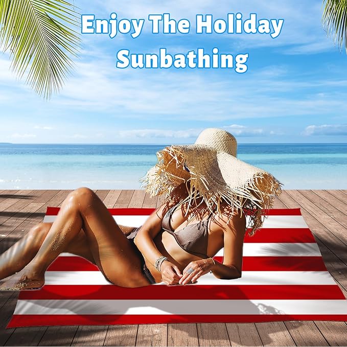 Beach Towel Beach Blanket - 31 x 51 inch Stripe Quick Dry Absorbent Towel, Beach Essentials for Swimmers Best Beach Gifts for Travel, Swim, Camping