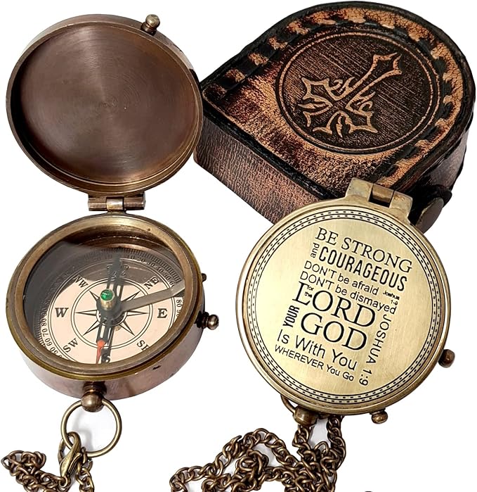 Brass Nautical - Brass Compass Engraved Gift for Son, Grandson, Daughter, Baptism, Confirmation Communion Godson Church Graduation Day