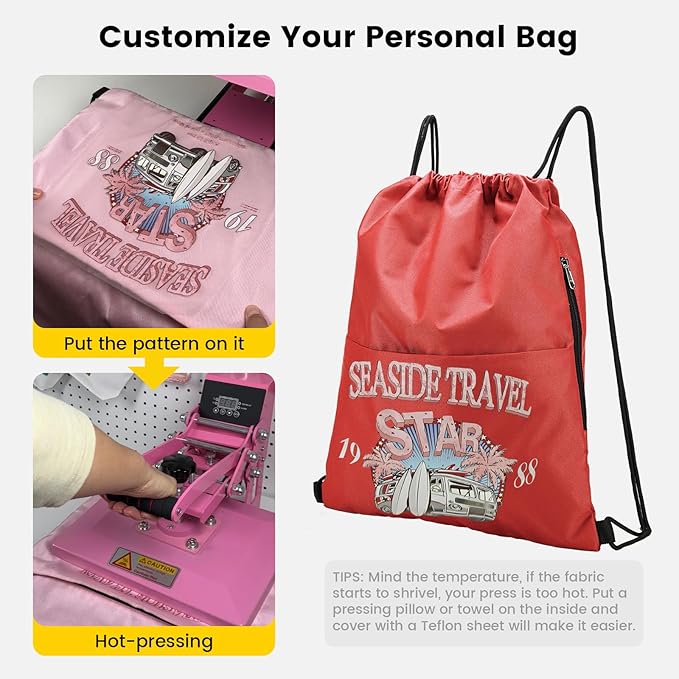 Vorspack Drawstring Backpack Water Resistant String Bag Sports Sackpack Gym Sack with Side Pocket for Men Women