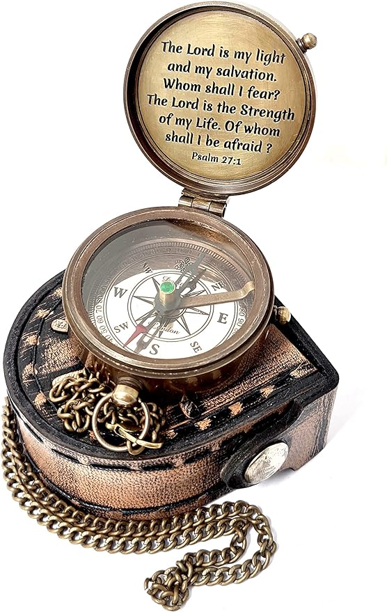 Brass Nautical - Brass Compass Engraved Gift for Son, Grandson, Daughter, Baptism, Confirmation Communion Godson Church Graduation Day