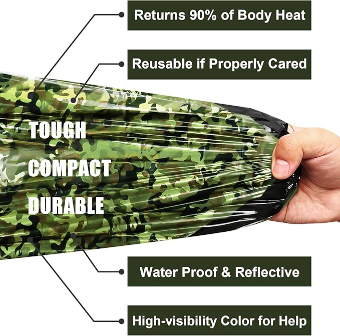 Emergency Sleeping Bags Thermal-Emergency-Blankets Ultralight Space Blankets Survival Waterproof Bivy Sack Multi-Purpose Survival Gear for Hiking, Camping, First Aid Kits, Outdoor Survival Gear