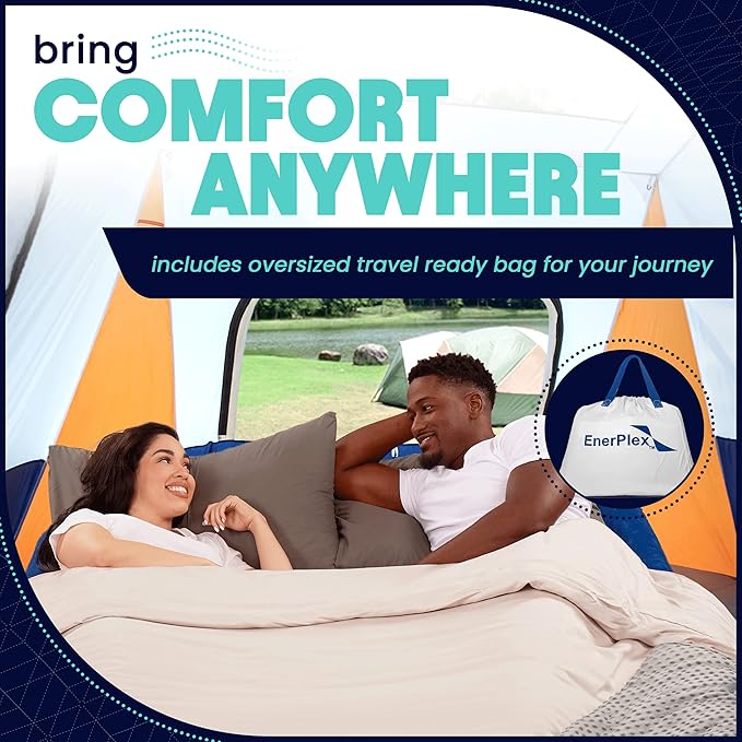 EnerPlex Twin Air Mattress with Built-in Pump - 16 Inch Double Height Inflatable Mattress for Camping, Home & Portable Travel - Durable Blow Up Bed with Dual Pump - Easy to Inflate/Quick Set Up