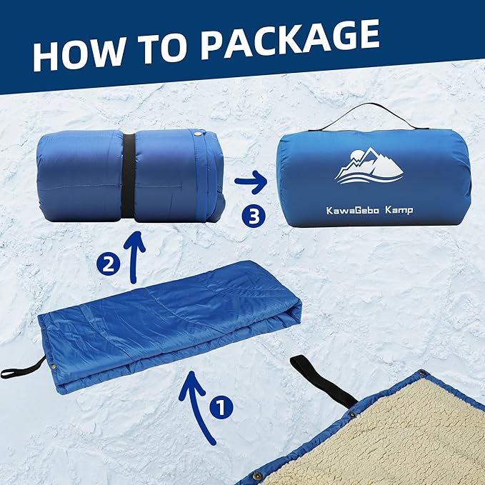 Outdoor Camping Blanket - Puffy Ultralight Packable Blankets for Sleeping, Camp, Travel, Hiking, Stadium, Sherpa Fleece Warm Puffer Portable Camping Quilt, DWR,Machine Washable,56"x 78"