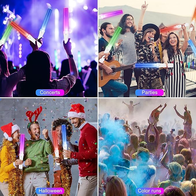 6PCS Glow Sticks Bulk, LED Light Stick with Remote Control, 3 Flashing Modes, 13 Changeable Colors, Batteries Included - Ideal for Wedding, Raves, Concerts, Parties, Camping and Sporting Events