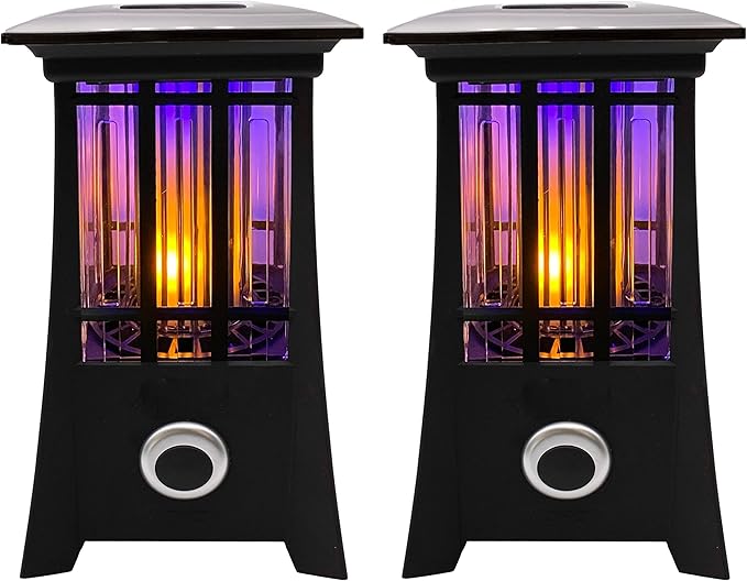 PIC Solar Flame Effect Patio Lantern Bug Zapper, ½ Acre Coverage, 2 Pack