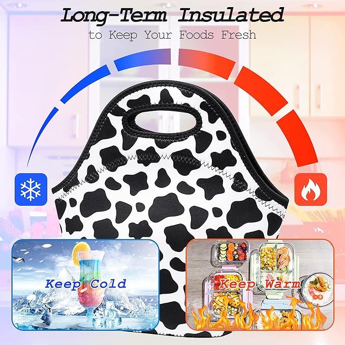 Neoprene Lunch Bags Thermal Insulated Lunch Tote Bag Reusable Washable Neoprene Picnic Bag for Women Men