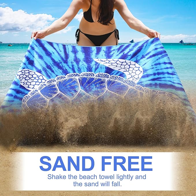 Genovega Microfiber Oversized Beach Towel Lightweight Thin Sandproof Compact Towels Women