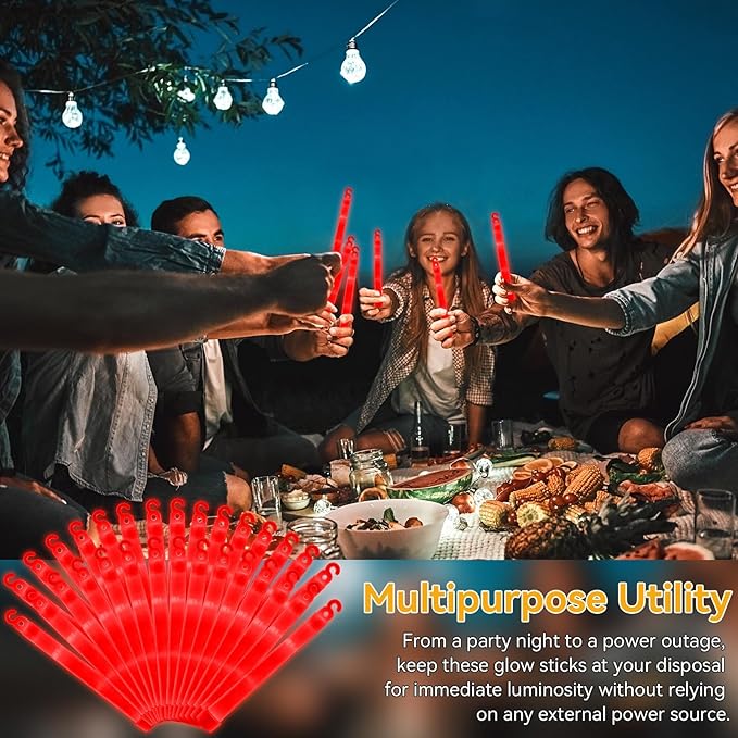 Shappy 30 Pcs 6 Inch Glow Sticks with 12 Hour Duration Bright Emergency Light Sticks for Camping Hiking Activities Glowsticks for Party Bulk Accessories
