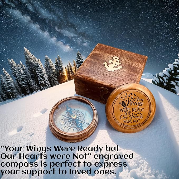 Bereavement Memorial Gift for Condolence | Sympathy Gift in Loving Memory of - Loss of Mother Father Son Daughter Loved One Grief - Remembrance Keepsake Gift Engraved Compass
