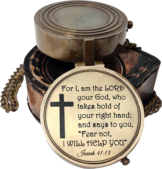 Brass Nautical - Brass Compass Engraved Gift for Son, Grandson, Daughter, Baptism, Confirmation Communion Godson Church Graduation Day
