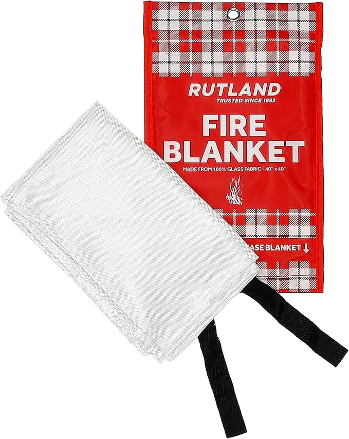 Rutland Fire Blanket for Home and Kitchen Emergency - 1 Pack, 40" x 40" - Fiberglass Fire Suppression Blanket Safety for Grilling, Camping and Boats (1)