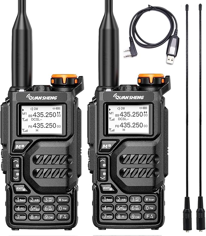 UV-K5 Ham Radio Long Range Walkie Talkies AM FM Rechargeable Two Way Radio NOAA Weather Receiver 2 Pack