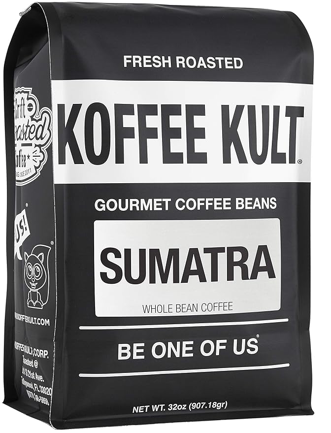 Koffee Kult Sumatra Coffee Beans Dark Roast - Indonesian Fresh Roasted Coffee Beans (Whole Bean, 32oz)