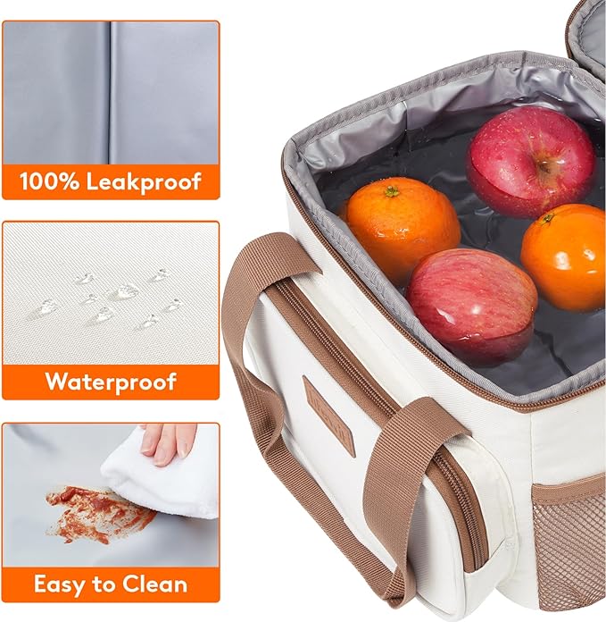 Lifewit Large Lunch Bag Insulated Lunch Box Soft Cooler Cooling Tote for Adult Men Women, Beige 12-Can (9L)
