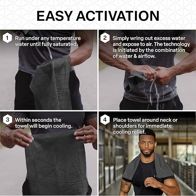 COLD FACTOR Cooling Neck Towel-Chill Pad Lasts 5 Hours Premium PVA Cooling Towel for Neck and Face-UPF 50+(Gray)