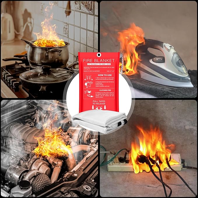 Safewayfire Emergency Fire Blanket - 1 Pack, 47'' x 47'' Fire Suppression Blanket for Kitchen, Fireproof Fiberglass Blanket for Home Safety, Swift Safe Fiberglass Fire Blankets