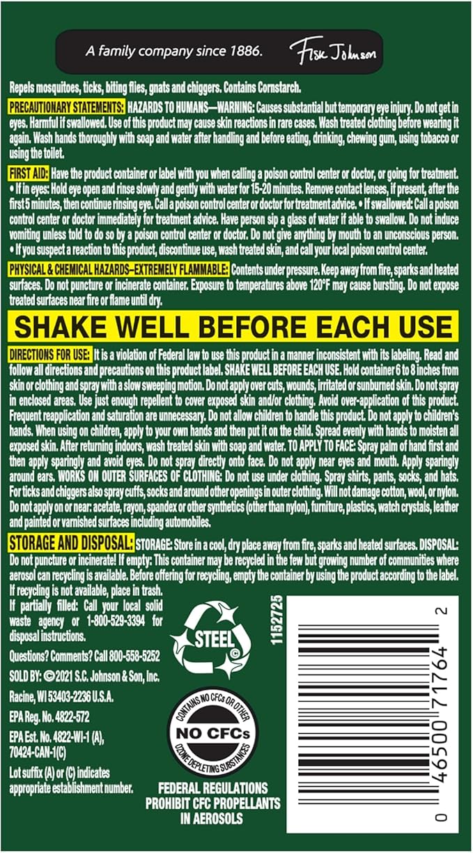 OFF! Deep Woods Insect Repellent Aerosol, Dry, Non-Greasy Formula, Bug Spray with Long Lasting Protection from Mosquitoes, 4 oz