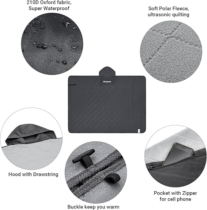 KingCamp Outdoor Blanket Waterproof Camping Blanket Beach Blanket Sandproof Beach Mat Stadium Blanket Travel Blanket Portable Picnic Blanket for Park Grass Concert Sports
