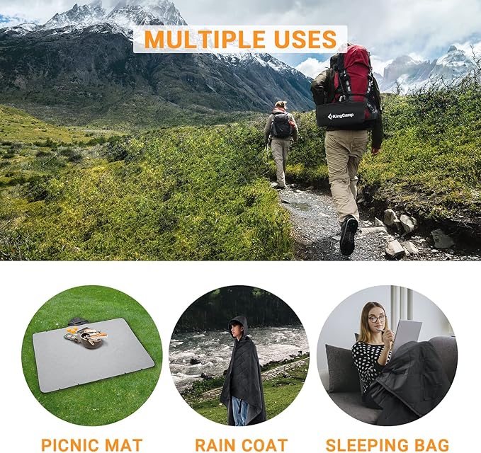 KingCamp Outdoor Blanket Waterproof Camping Blanket Beach Blanket Sandproof Beach Mat Stadium Blanket Travel Blanket Portable Picnic Blanket for Park Grass Concert Sports
