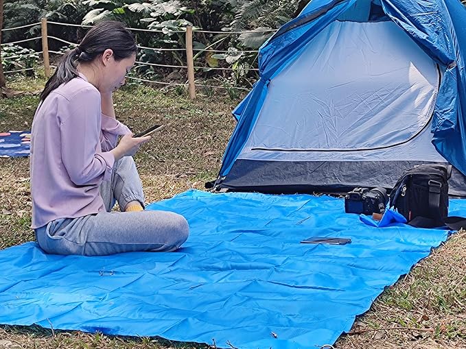 Pocket Blanket, 55”*79” Outdoor Foldable Compact Lightweight Tarp for Concert Festival Travel Backpacking Hiking, Beach Blanket Sandproof, Easily Fit Small Bag, Water Resistant Fast Dry Picnic Mat