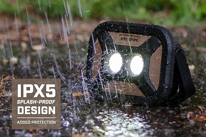 Spec Ops Tools Rechargeable LED Work Light, 800 Lumens, Waterproof, Magentic Base, 3 Light Modes, 3percent Donated to Veterans, SPEC-FLASHW