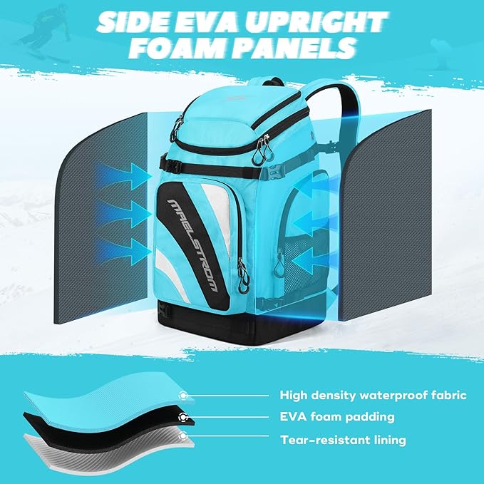 Maelstrom Ski Boot Bag,55L Large Ski Boots Travel Backpack for Men Women,Waterproof Snowboard Boot Bag for Skis Accessories
