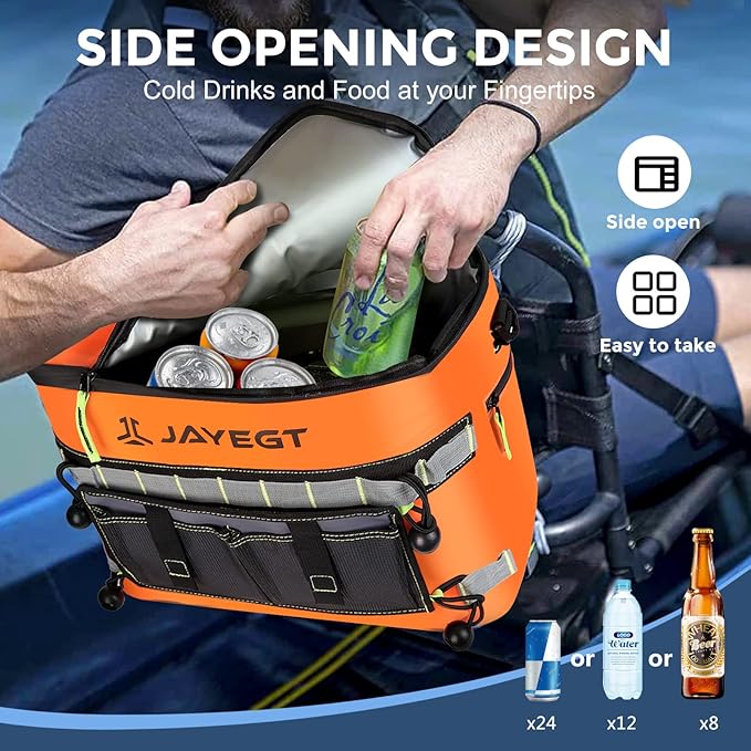 Kayak Cooler Behind Seat - Waterproof Cooler Bag Compatible with Lawn-Chair Seat Kayak,Kayak Accessories Camping Cooler, Portable Ice Chest for Fishing, Beach,Picnic, Trips