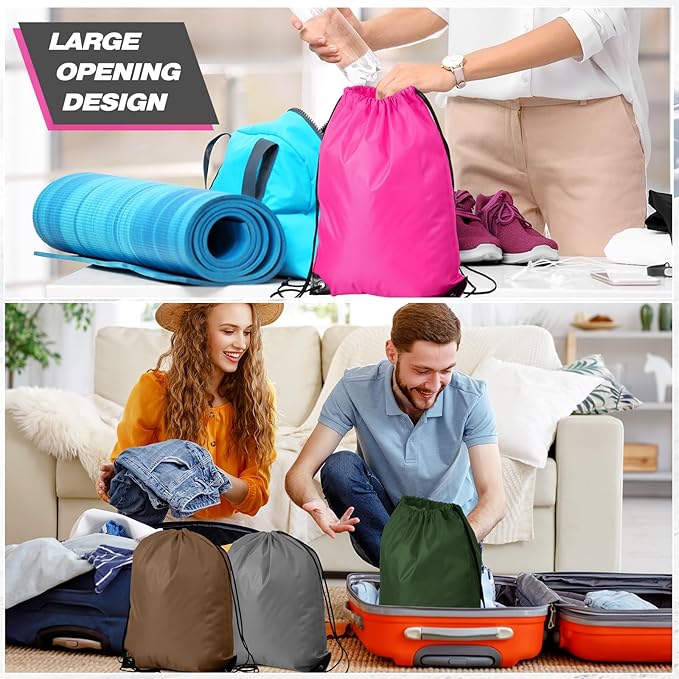 Shappy 150 Pcs Drawstring Backpack Bulk Sports Gym Cinch Bag Polyester String Bag for Men Women (25 Colors)