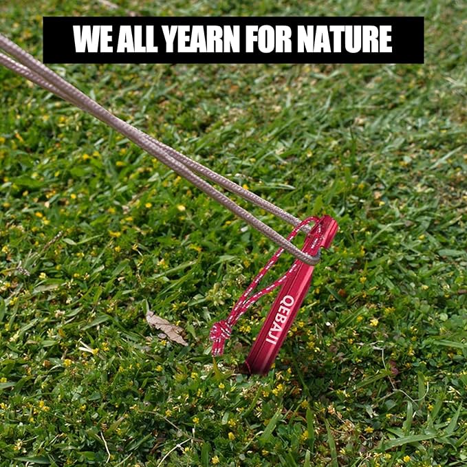 6 Pieces Tent Stakes Heavy Duty Camping Stakes, QEBAJI 7.5 inch Rust-Free Metal Tent pegs Ground Stakes Tent pegs Camping,6pack Red