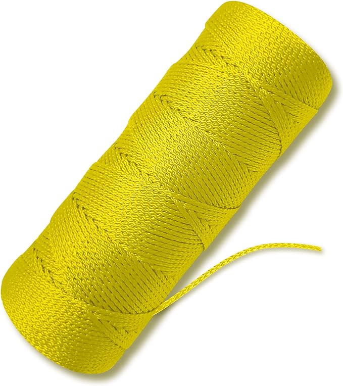 Yellow Mason Line String Line - #18 Braided Nylon String - 250 Ft Length - Nylon Twine for Gardening Or Masonry Tools - Perfect Construction String for A String Level, Twine String for Gardening
