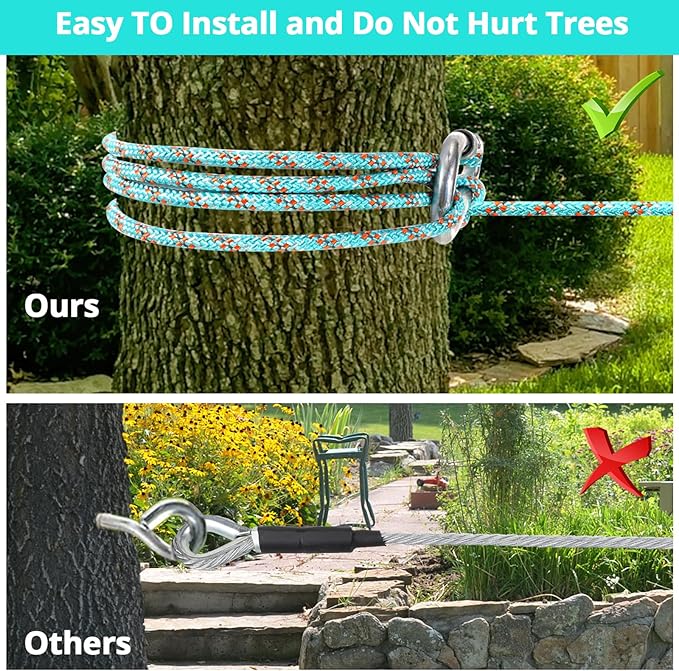 Dog Tie Out Cable for Camping - 50ft Dog Lead Dog Runner for Yard - Portable Dog Trolley System for Large Small Dogs Outside