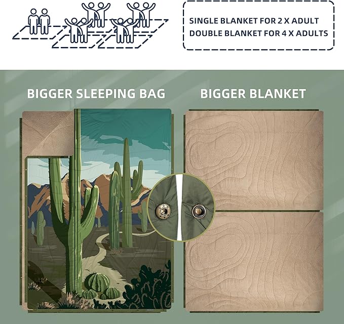 Outdoor Camping Blanket with Sherpa Lining, Extra Warm Thick Camp Blankets & Puffy Ultralight Soft Poncho DWR Camping Quilt for Cold Weather, Adventure,Sleeping,Backpacking 78"x 56"