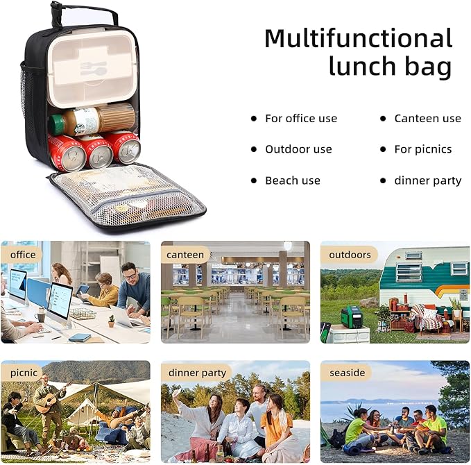Lunch box Lunch bag for men women Insulated Lunchbox Lunch bags for Work Picnic Travel (Thicken navy blue)