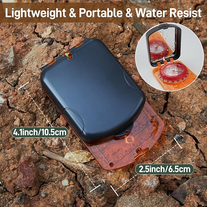 Sportneer Compass Hiking Survival Compass with Mirror Orienteering Compass Boy Scout Compass for Kids Gifts Hiking Camping Backpacking Map Navigation