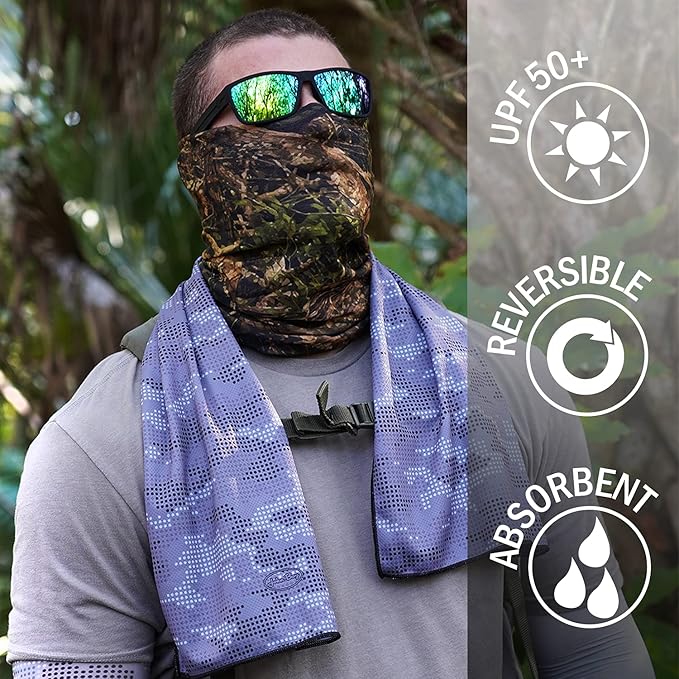 John Boy Cooling Towel - UPF 50+ Reversible Heat Guard with Natural Cooling Technology & Absorbent Microfiber - CT-TREE2.0