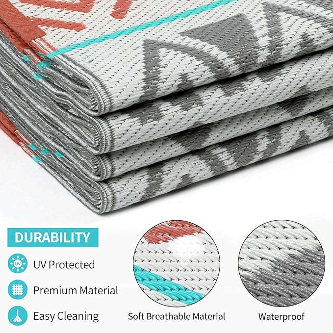 Outdoor Rugs Patio Camping Waterproof - 5x8 Plastic Straw Patio Rug Portable for Campers, Outside RVs Mat, Outdoor Area Carpet for Patios Clearance, Backyard Porch, Balcony, Picnic