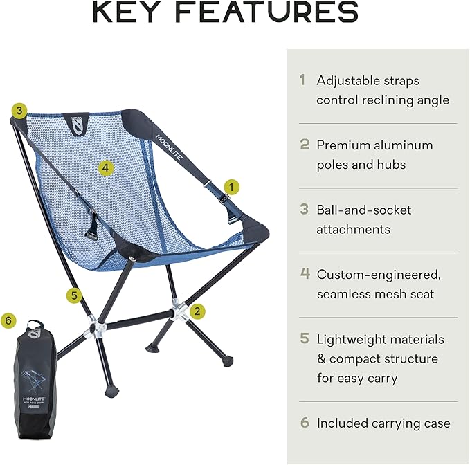 NEMO Equipment Moonlite Reclining Camp Chair - One Size - Blue Horizon