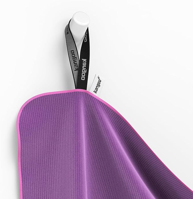 Kangoo Ribbed Microfiber Towel – Super Absorbent and Quick Dry, Suitable for Travel, Beach, Camping, Gym, Pool, Yoga (Purple)