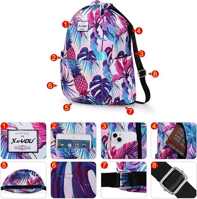XEYOU Drawstring Sports Backpack Lightweight Gym Yoga Sackpack Shoulder Rucksack Casual Outdoor Daypack for Women and Men