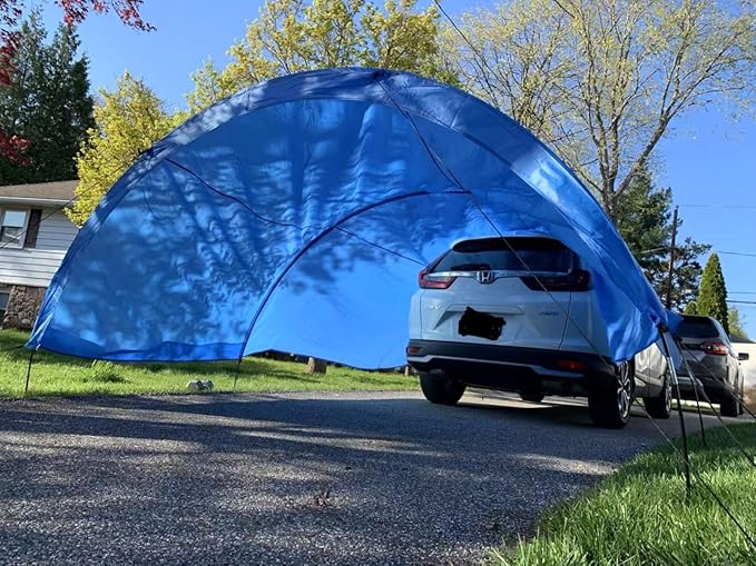Beach Shade - 200 Sq. Ft Beach Canopy for 4-8 People, Portable Sun Shelter with UV Protection, Lightweight & Easy Setup for Family Outdoor Activities (Light Blue)