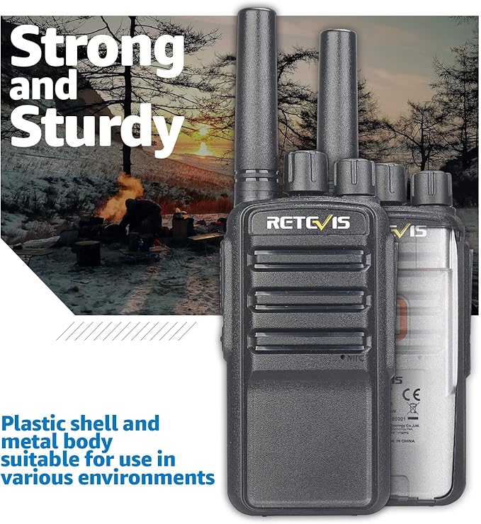 Retevis NR10 Portable 2 Way Radios,Noise Cancelling Two Way Radio USB-C Charging,VOX,License Free Walkie Talkies for Road Trip Camping Hiking(2 Pack)