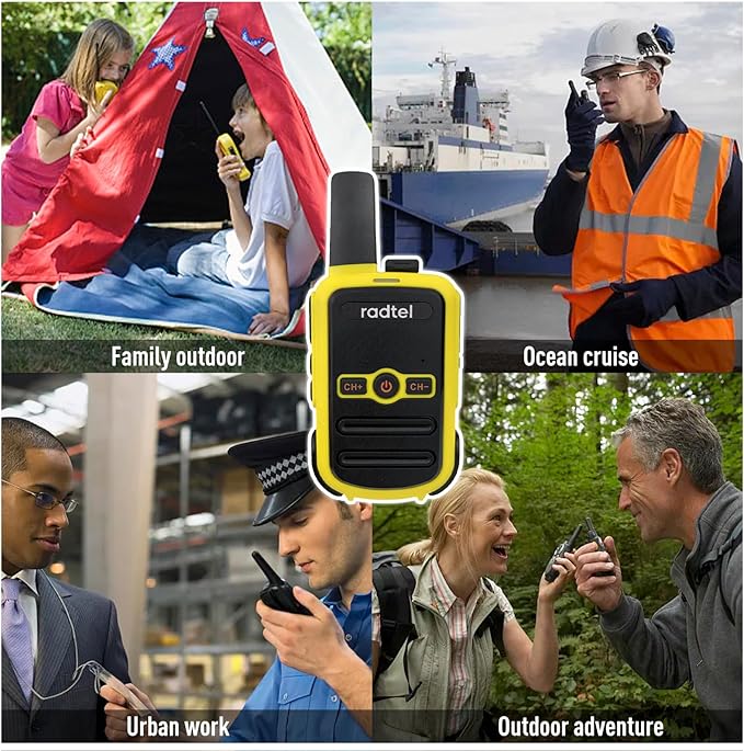 Radtel RT12 Walkie Talkies for Adults Rechargeable 2 Pack, Long Range Handheld FRS Two Way Radio 16CH Handsfree VOX for Camping Hiking (Yellow)