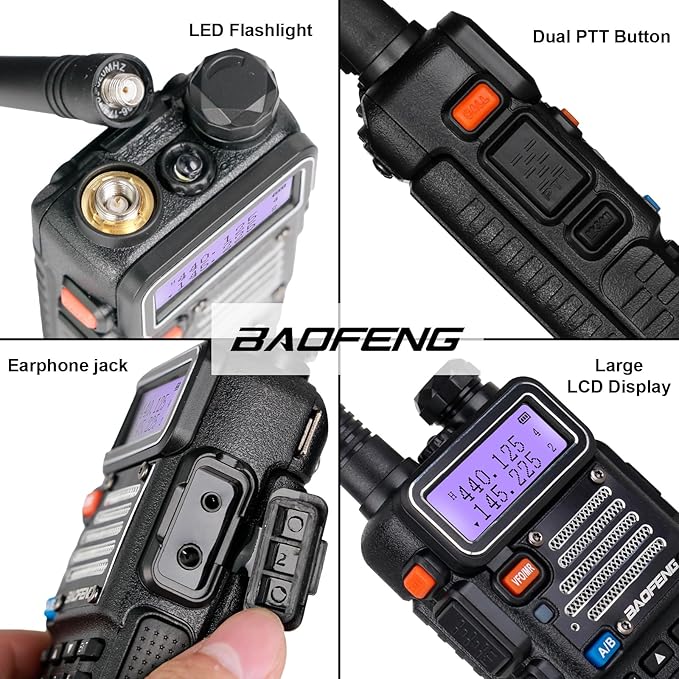 BAOFENG UV-5R Ham Radio 8W Dual Band 144-148&420-450Mhz,3800mAh Rechargeable Handheld Two Way Radio with MIC (2Pack)