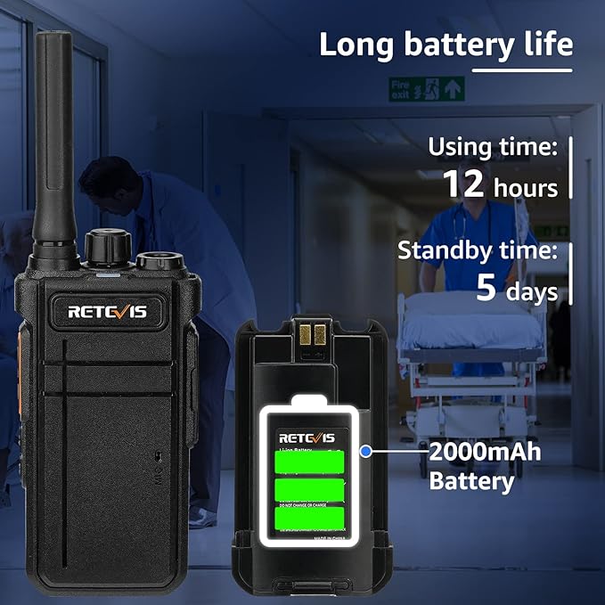 Retevis RB37 New Version,Bluetooth Walkie Talkies,2 Way Radio with Earpiece,VOX,2000mAh,USB-C,Wireless Walkie Talkie for School Hospital Retail Manufacture (4 Pack)