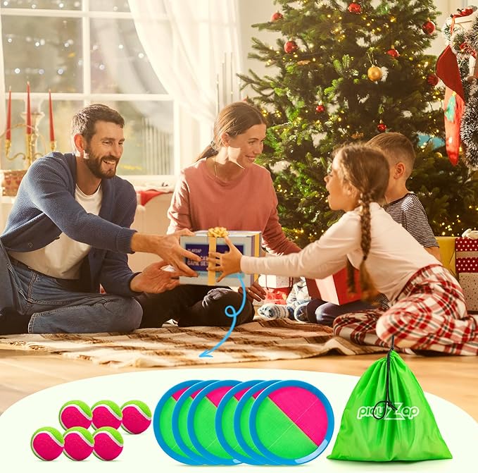 Toss and Catch Ball Set - Indoor Outdoor Toys for Kids Games - Outside Yard Pool Beach Toys for 3 4 5 6 7 8+ Years Old Boys Girls - Classic Birthday Gift - 6 Pack Pink