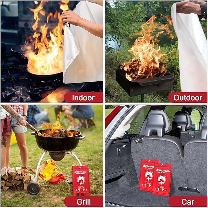 Safewayfire Emergency Fire Blanket - 12 Pack - Fiberglass Fire Blanket for Home, 39.4'' x 39.4'' Fire Suppression Blanket for Kitchen